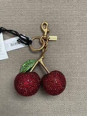 Coach Large Crystal Cherry Bag Charm Red NWT